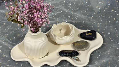 Organic Wave Tray with Lotus Bowl and Flower vase